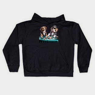 Dogs playing poker Kids Hoodie